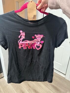 American Vintage Black Tee pink panther vintage y2k 2004